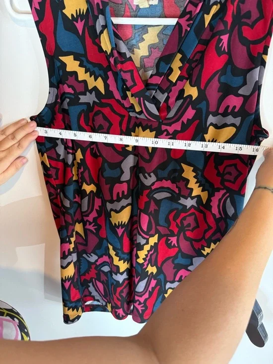 Anne Klein Retro 90s Abstract Print Cowl Neck Sleeveless Blouse XS - Picture 6 of 6